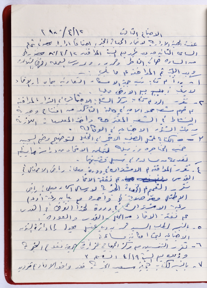 محضر الجلسة رقم  3 للهيئة الإدارية لاتحاد الجمعيات الخيرية في محافظة الخليل عام 1980