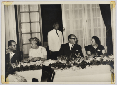 Zalekha Shuhabi with the Minister of Social Affairs at   the opening ceremony of the Arab Women Union Society permanent office in Cairo