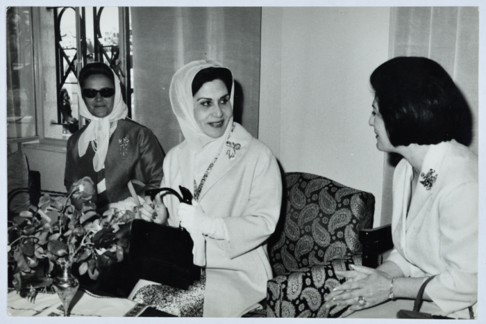 Queen Zein al-Sharaf with Hanan Ghosheh at the Arab Women Union Society