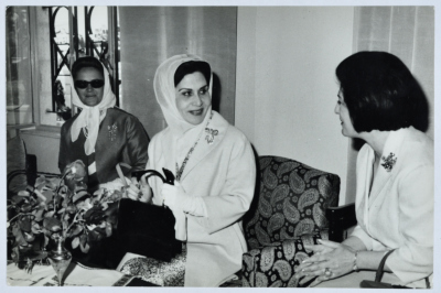 Queen Zein al-Sharaf with Hanan Ghosheh at the Arab Women Union Society