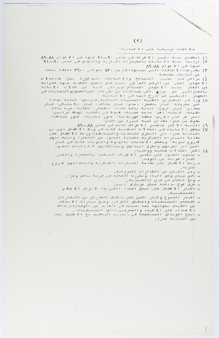إحصائية لجرحى الانتفاضة الاولى 
