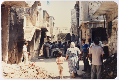 UNRWA Supply Truck in a Palestinian Refugee Camp, Lebanon, 1980- 1989