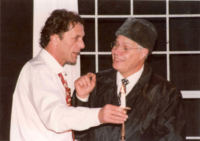 Mohammad Bakri with George Ibrahim during the theatrical performance of "Al-Mawt wal Ghitha