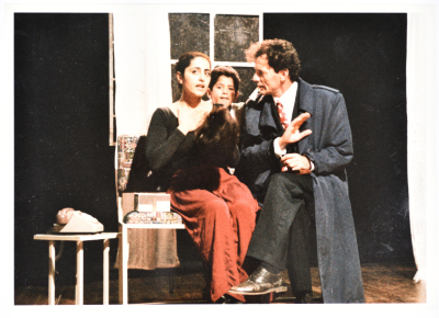 The theatrical performance of "Death and the Maiden" at Al-Kasaba Theatre and Cinematheque