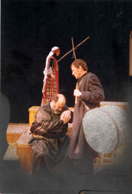 The theatrical performance of "The Night and the Mountain" (Death and Food)"  at Al-Kasaba Theatre and Cinematheque