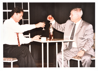 The theatrical performance of "Death and the Maiden" at Al-Kasaba Theatre and Cinematheque