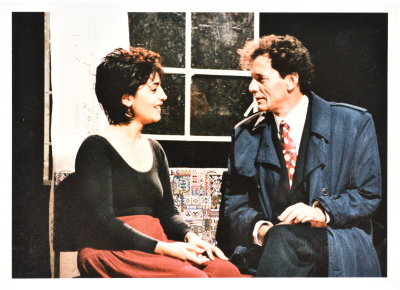 The theatrical performance of "Death and the Maiden" at Al-Kasaba Theatre and Cinematheque