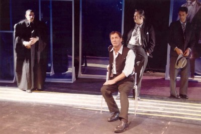 The theatrical performance of "Sako and Fanzety"  at Al-Kasaba Theatre and Cinematheque