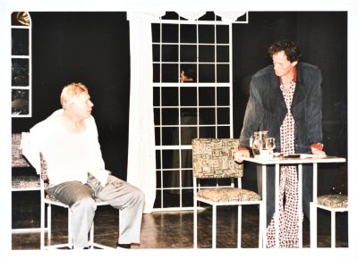 The theatrical performance of "Death and the Maiden" at Al-Kasaba Theatre and Cinematheque