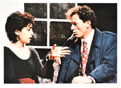 The theatrical performance of "Death and the Maiden" at Al-Kasaba Theatre and Cinematheque
