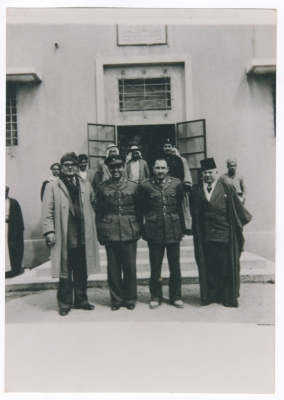 Jeries Abu Rummaneh and a group of men wearing military uniforms before Bethlehem