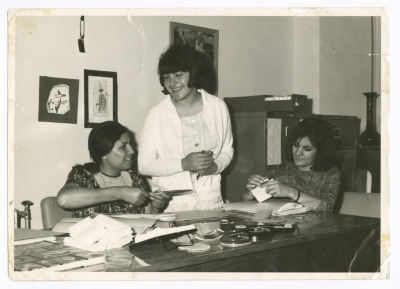 Maha El-Saca with Temam Shammout at Palestine Liberation Organization office