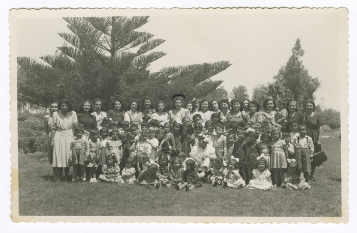 A Photograph of Maha El-Saca with her Schoolmates at the Gaza Municipality Park, 1952