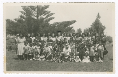 A Photograph of Maha El-Saca with her Schoolmates at the Gaza Municipality Park, 1952