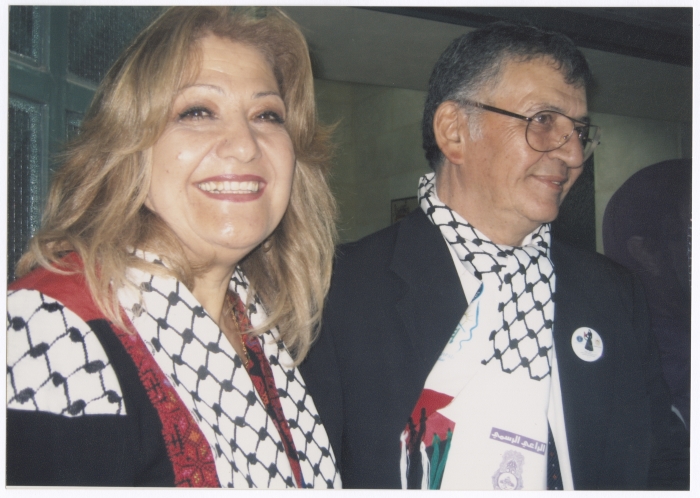 Maha El-Saca with the Palestinian Poet Samih Al-Qasim