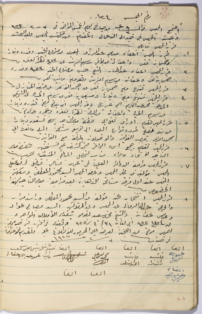 The Minutes of Session No. 124 of the Salfit Municipal Council, 3 February 1955