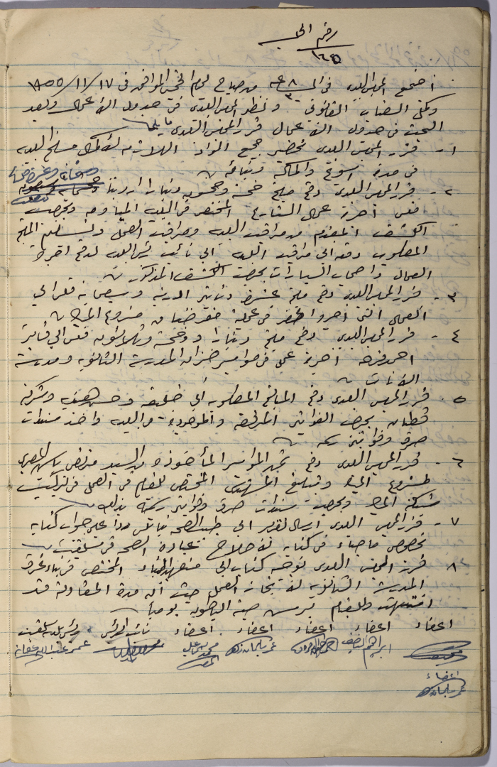 محضر جلسة مجلس بلدي سلفيت رقم 165، 17 تشرين الثاني 1955