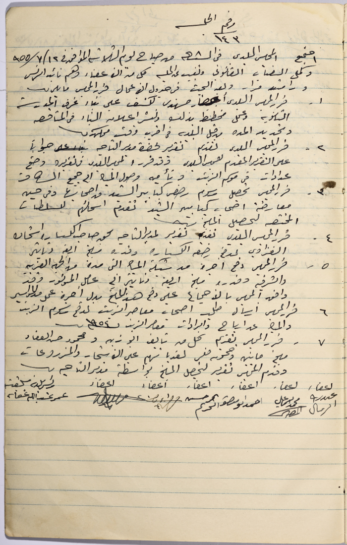 The Minutes of Session No. 143 of the Salfit Municipal Council, 12 July 1955