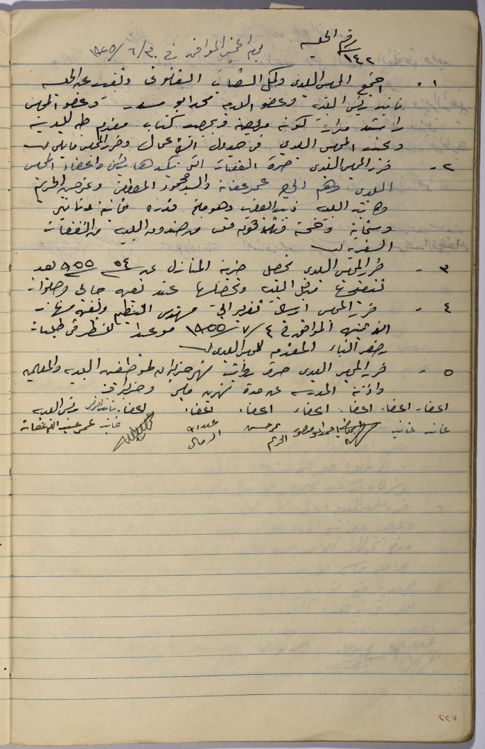 The Minutes of Session No. 142 of the Salfit Municipal Council, 30 June 1955