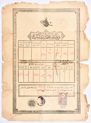 شهادة ميلاد أصدرها سجل النفوس العثماني