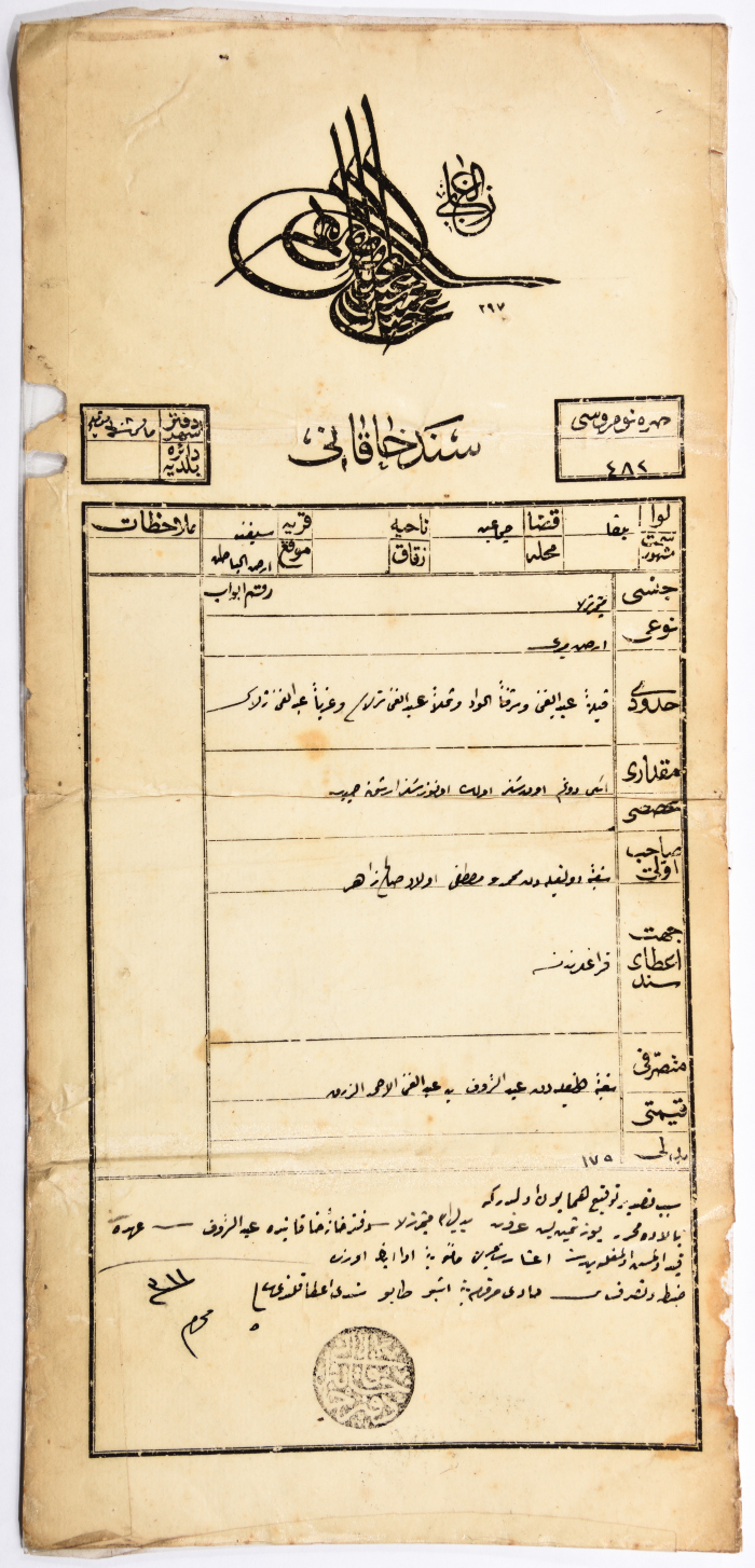Ottoman Permanent Lease of State-Owned Arable (Tapu) 