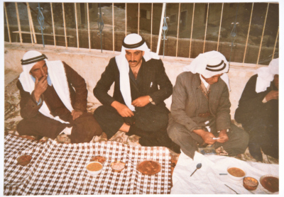 A Photograph of a Group of Shaikhs of al-Jaradat Tribe Celebrating an Engagement in Sa
