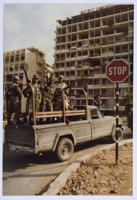 Military Vehicles and Armed Men, Burj al-Barajneh Camp, 1985 -1987