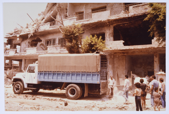 An UNRWA Truck in a Palestinian Refugee Camp, Lebanon, 1985 -1987
