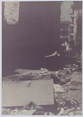The Trail of Destruction in a Palestinian Refugee Camp, Beirut, 1985