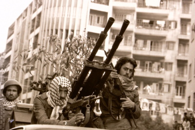 Fatah Fighters during their show in "revolution celebrations"