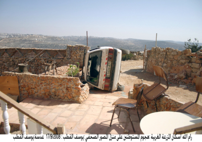 هجوم المستوطنين على منزل صحفي يوسف قطب من سكان المزرعة الشرقية في رام الله