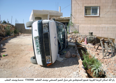 هجوم المستوطنين على منزل صحفي يوسف القطب من سكان المزرعة الشرقية في رام الله