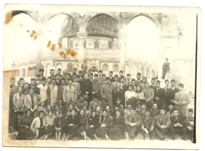 A Delegation from the Egyptian University to al-Haram ash-Sharif Courtyard, 1937