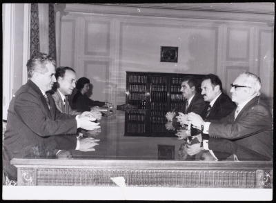 Tawfiq Zayyad During a Meeting with Nikolai Ceausescu in Romania