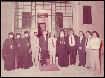 Tawfiq Zayyad Accompanied by Isidorus, the Metropolit of Jerusalem