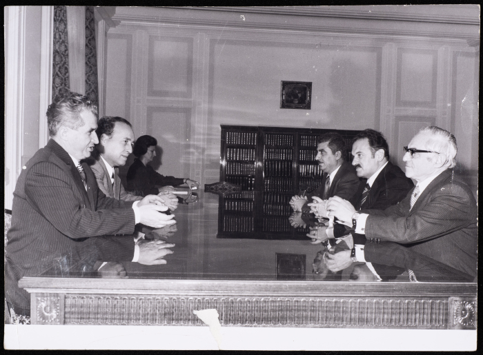 Tawfiq Zayyad During a Meeting with Nikolai Ceausescu in Romania