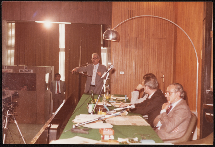 Tawfiq Zayyad Participating in a Conference outside of Palestine