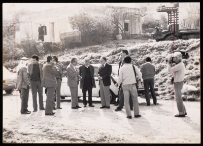 Tawfiq Zayyad and Ramez Jaraisy During the Welcoming of a Delegation to Ilut Village 