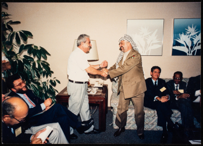 Tawfiq Zayyad Accompanied by Yaser ʿarafat in Geneva,1987