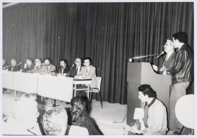 Tawfiq Zayyad Giving a Lecture outside of Palestine