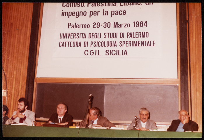 Tawfiq Zayyad Participating in a Conference at the University of Palermo in Italy, 1984