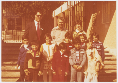 Tawfiq Zayyad with a Group of Children in the City of Nazareth