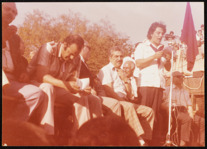 Tawfiq Zayyad Giving a Speech at a Demonstration in the Palestinian Lands Occupied in 1948