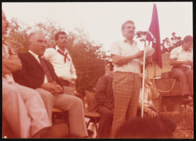 Tawfiq Zayyad Giving a Speech at a Demonstration in the Palestinian Lands Occupied in 1948