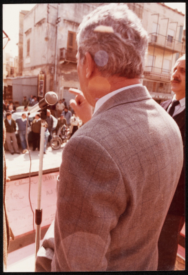 Tawfiq Zayyad Giving a Speech to Workers Outside a Factory