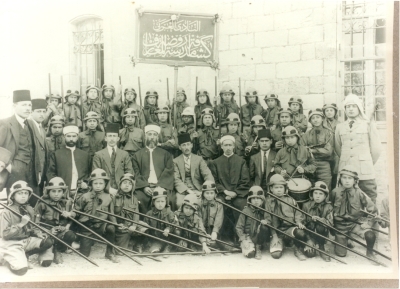 Scouts of Rawdat al-Maaref School with members of the Arab Club, Jerusalem, 1920