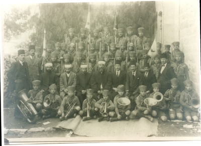 Rawdat al-Maaref College Faculty and Scouts Troop, Jerusalem, 1921