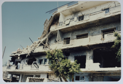 Destroyed UNRWA Building, Shatila Camp, 1986