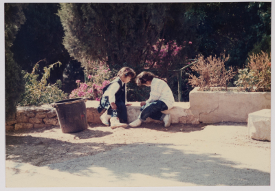Two Young Girls Playing Outside 