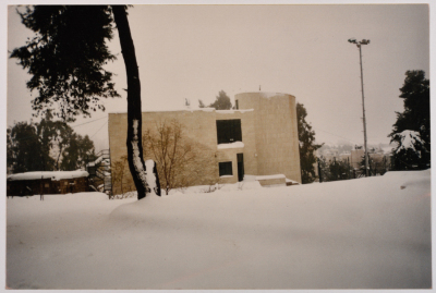A Building Covered with Snow